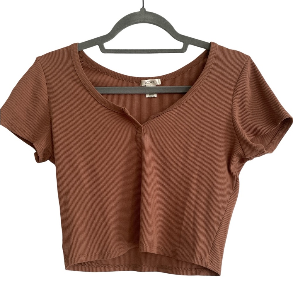 5 for $45/ Bozzolo Dusty Rose Short Sleeve Crop Top